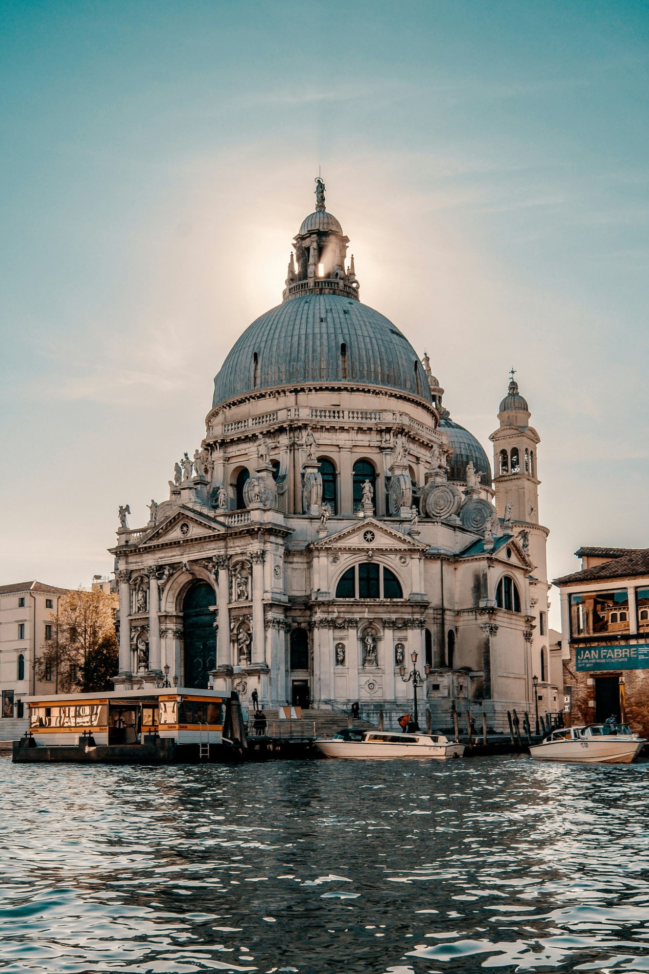 Santa Maria della Salute basilica at sunset in Venice